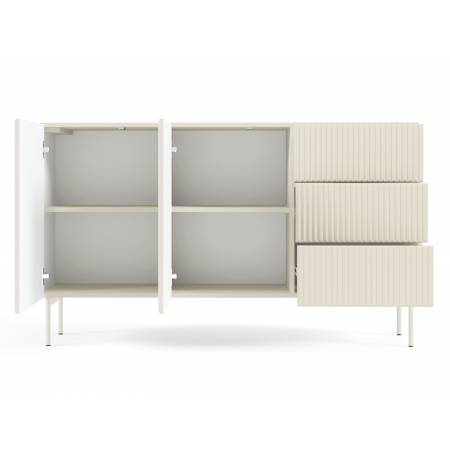 Komoda ryflowana kaszmir z szufladami 147 cm 2-drzwiowa MIGEL